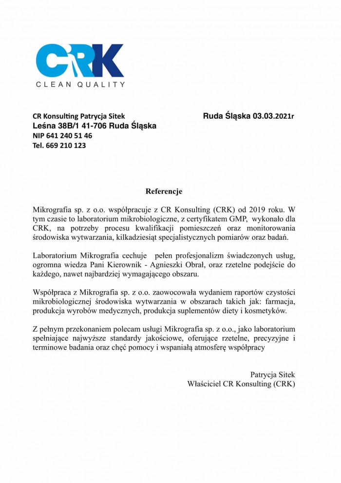 Referencje CR Konsulting Referencje CR Konsulting